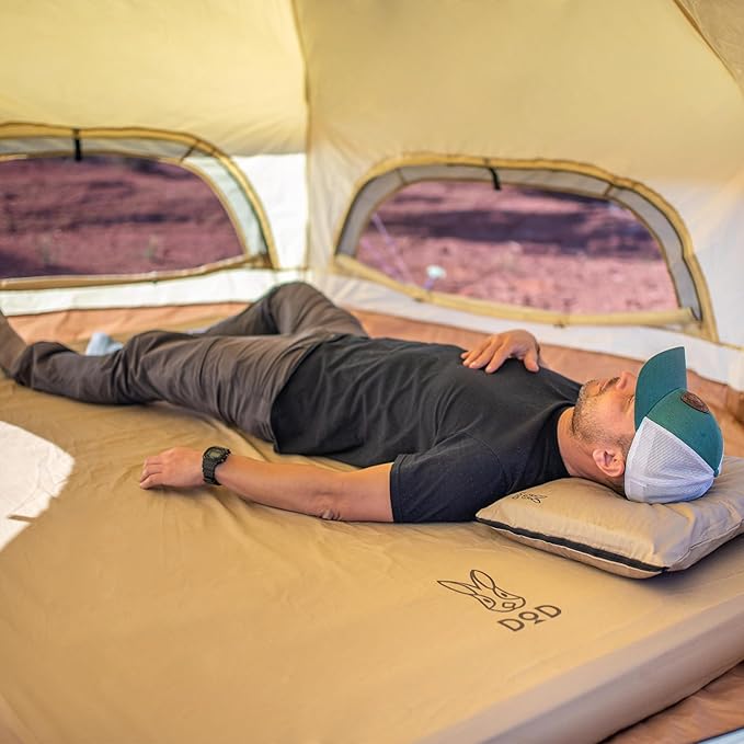 Soto Sleeping Pad for Camping - Extra Thick Self-Inflating Camping - Mattress and Pillow - Tan - Medium