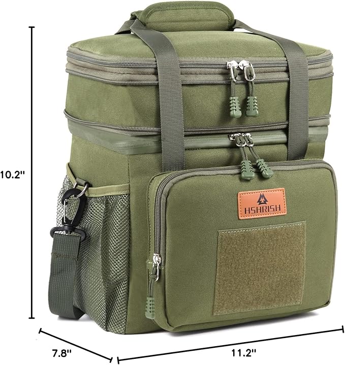 HSHRISH Tactical Lunch Box, Large Expandable Insulated Lunch Bag, Durable Leakproof Cooler Bag for Men/Women/Adults/Work Office Outdoor Picnic Trip,16 L, Army Green