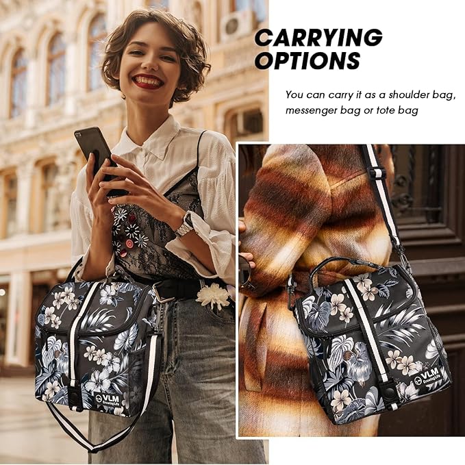 VLM Lunch Box for Women, Insulated Lunch Bag Women with Adjustable Shoulder Strap, Cute Lunch Tote Bag for Work,Picnic,Camping