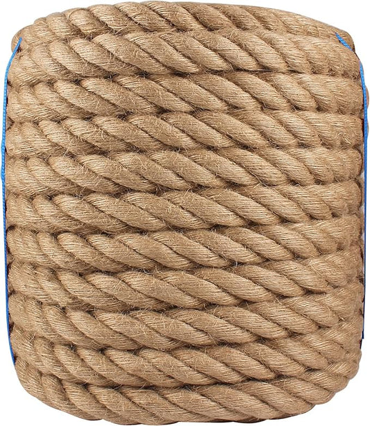 Manila Rope 1.5in x 200ft, Heavy Duty Twisted Rope Natural Hemp Ropes for Crafts,Gardening,Docks, Bundling,Railing,Home Decoratin,Hammock,Porch Swing Ropes