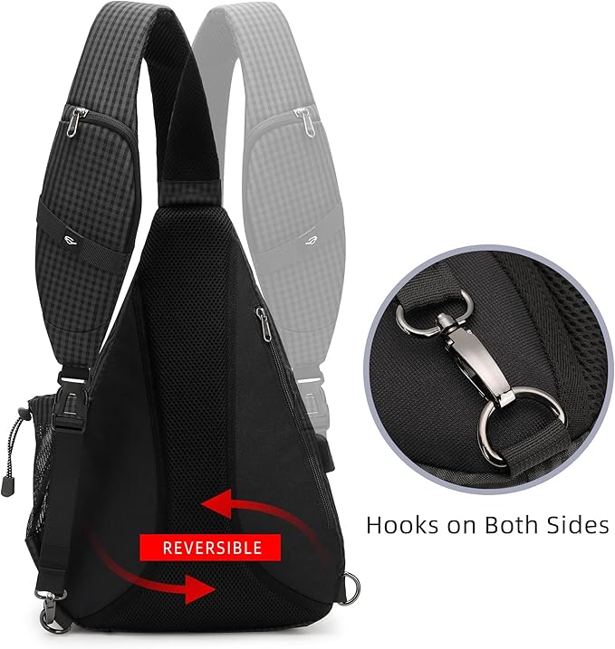 Water-Proof Sling bag/Crossbody Backpack/Shoulder Bag with USB Charging Port for Travel, Hiking, Cycling, Camping