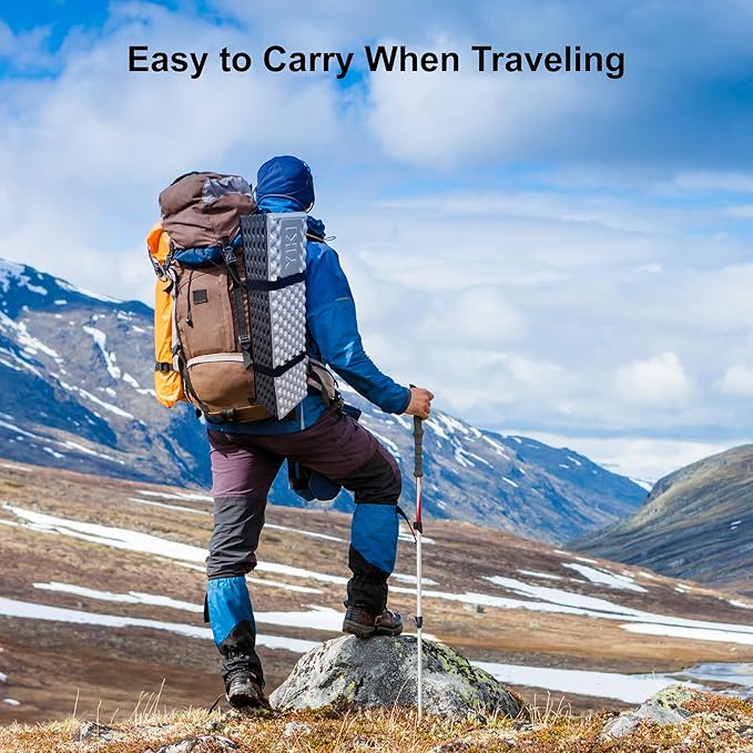 YIKI Closed Cell Foam Sleeping Pad for Camping, 72.8x22 inch, Ultralight Foldable Foam Sleeping Mat with Heat Reflective Layer, Waterproof Backpacking Pad for Hiking, Tent, Outdoor Use