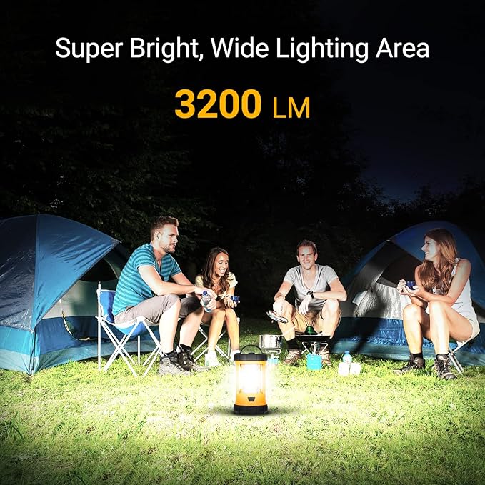 CT CAPETRONIX Camping Lantern, 3200LM Bright Camping Light, 4600mAh Rechargeable LED Lantern for Power Outages, 5 Light Modes Lantern Camping Lamp for Fishing/Hurricane/Emergency, Camping Must Haves