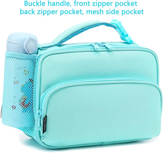 FlowFly Kids Lunch box Insulated Soft Bag Mini Cooler Back to School Thermal Meal Tote Kit for Girls, Boys,light blue