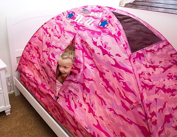 Pacific Play Tents 19781 Kids Pink Camo Bed Tent Playhouse - Twin Size