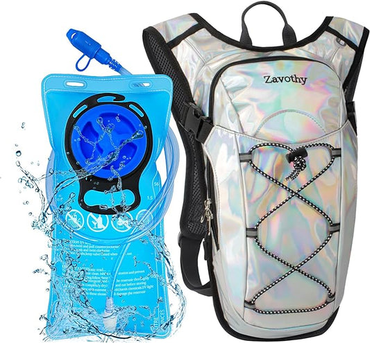 Reflective Hydration Backpack, Hydration Pack - Water Backpack with 2L/3L Hydration Bladder, Essential for Festivals - Rave Hydration Pack for Hiking, Running, Cycling, and Festivals