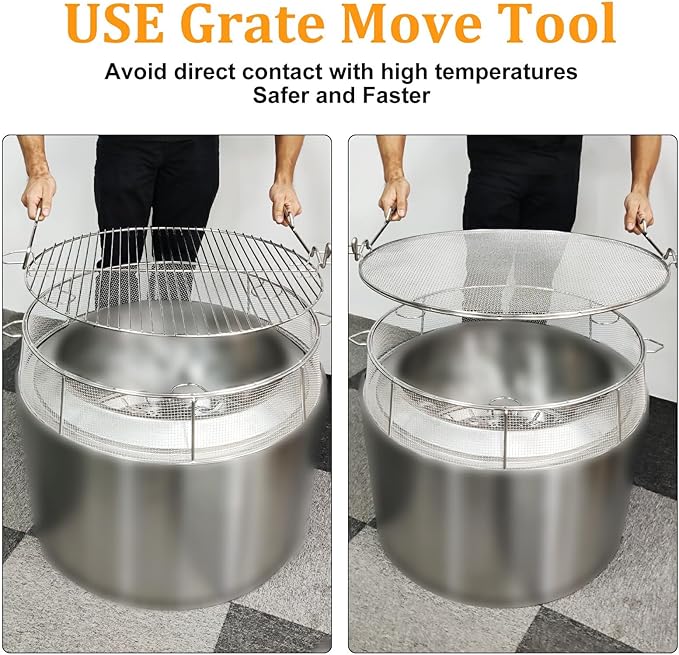 Uniflasy Fire Pit Shield and Cooking Grate for Solo Stove Ranger 15",304 Stainless Steel Spark Screen Cooking Grate for Backyard & Outdoor Fire Pits,Fire Pit Accessory Kits for Solo Stove Ranger