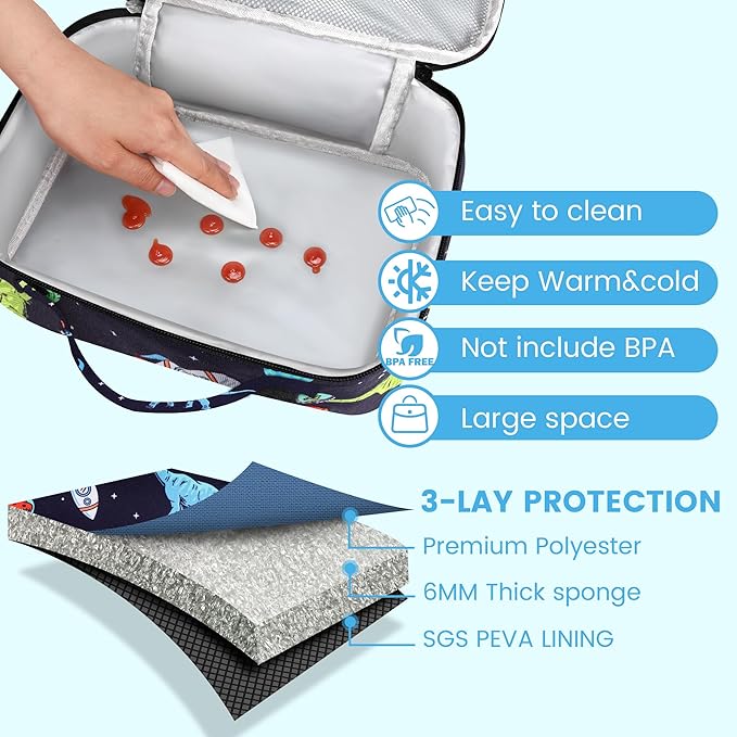 RLGPBON Kids Lunch Bag,Insulated Lunch Box for Girls Boys,Lunch Bag Toddler Teen,School Daycare Cute Travel bags