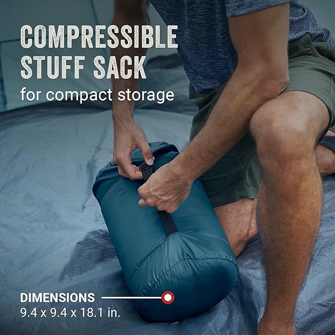 Coleman Kompact Sleeping Bag, Indoor/Outdoor Lightweight Sleeping Bag for Adults, 20°F/30°F/40°F Options for Camping, Hiking, Backpacking with Included Compression Sack