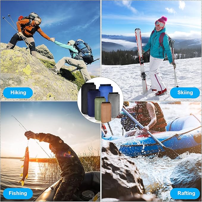 Shappy 6 Pcs Waterproof Dry Bag Set 6 Size Lightweight Sack and Long Adjustable Shoulder Strap 20/15/10/8/5/3l Outdoor Keep Gear Stuff Sack for Backpacking Boating Hiking Camping