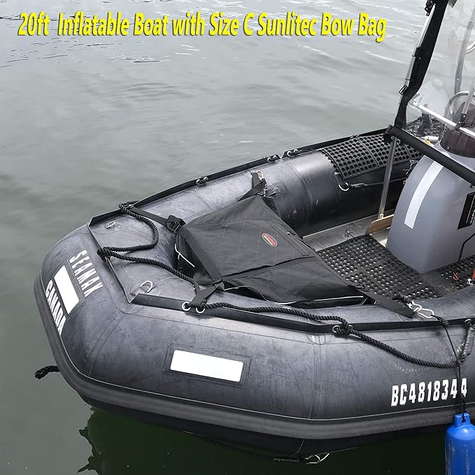 Seamax Sunlitec Front Accessory Storage Bow Bag for Inflatable Boat, with Reflective Line