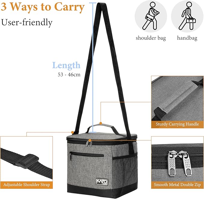 Tirrinia Large Insulated Lunch Box for Men/Women, Leakproof Thermal Lunch Bag for Office Picnic Work Beach Camping,Reusable Lunch Cooler Tote for Adult, Dark Grey