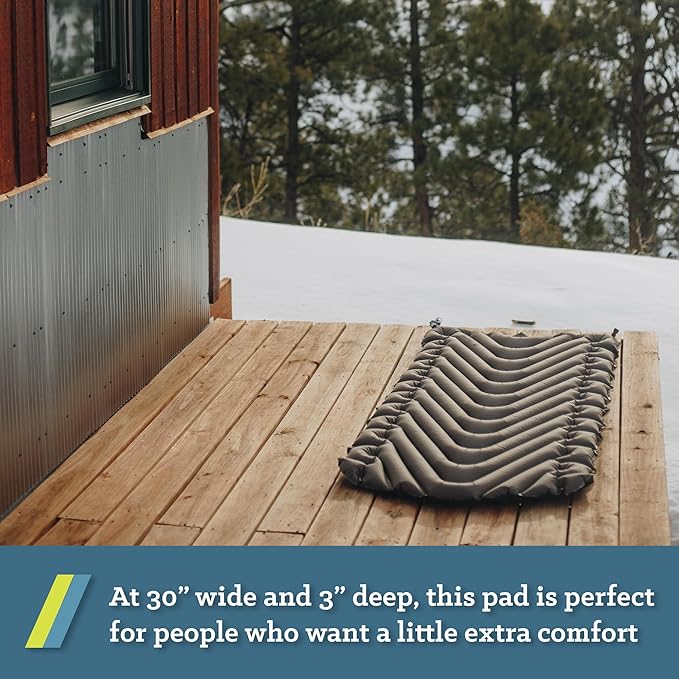 Klymit Static V Luxe Sleeping Pad, Lightweight Lofted Camping Air Mattress for Tents and Cars with Body Mapping Tech, 3 In Thick Grey