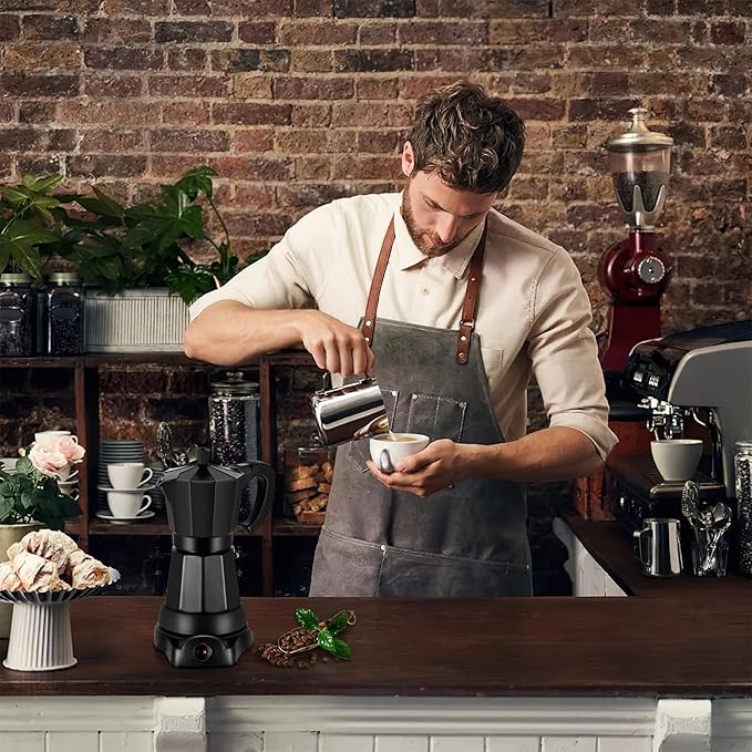 SHANGSKY Coffee Pot Electric Moka Pot 6 Cup, Espresso Coffee Maker Cafeteras Electricas Italian Coffee Maker Espresso Makers Portable Aluminum Electric Mocha Pot, Coffee Machine Moka Maker