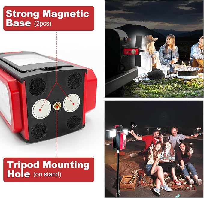 SYLSTAR 2Pack 3000LM Rechargeable Camping Lights, Battery Powered Camping Lantern with 4 Modes, Powerbank, Magnets, Hook, IPX5 Rotatable Work Light for Power Outages Emergency Garage