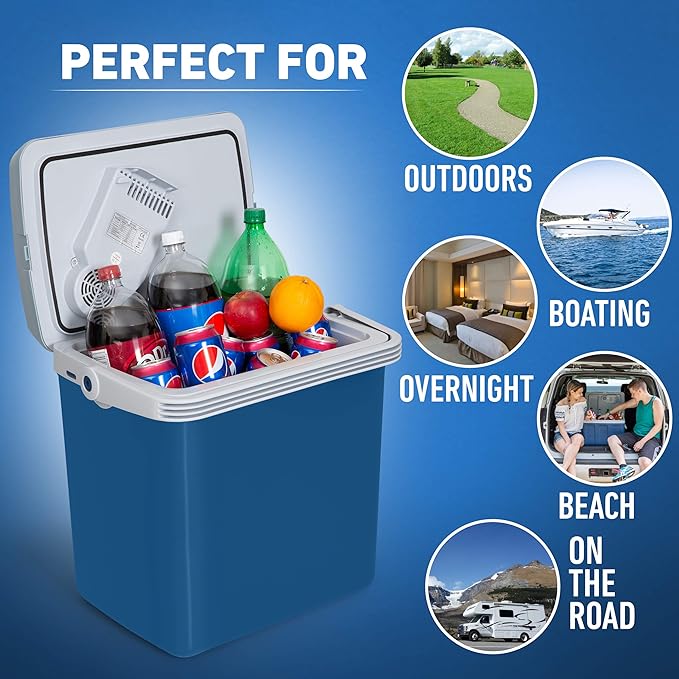 Electric cooleK-Box Electric Cooler and Warmer for Car and Home - 34 Quart (32 Liter) - Dual 110V AC House and 12V DC Vehicle Plugs
