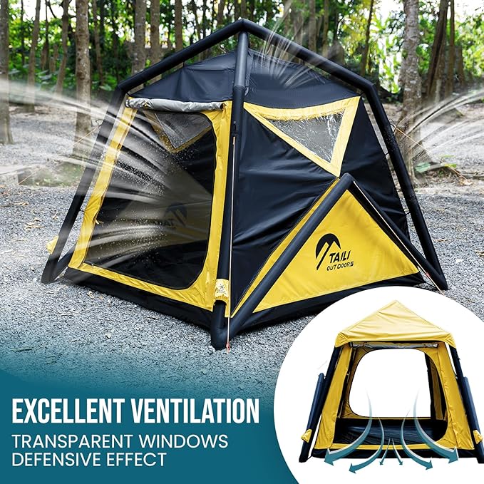 TAILI Inflatable Blow Up Tent for Camping with Hand Pump for 4/8 Person, Easy Setup Outdoor Inflatable Oxford Waterproof Air Tent House for Family Camping Adult