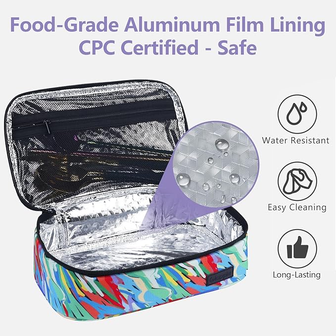 Gloppie Small Lunch Bag Insulated Lunch Box Mini Lunchbox Portable Lunch Cooler Bag Adult Lunch Pail Petty Food Containers Reusable Snack Bag, Camouflage Watercolor