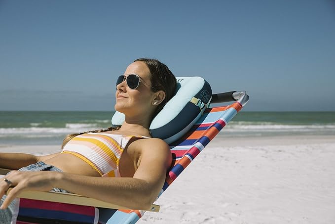 Ballast Beach Pillow – Comfy, Durable & Compact, Stays Put on Windy Beaches with Patented Sand Pouch, Inflatable Pillow for Beaches, Pools, Camping, Festivals and Travel (Golden Sunrise)