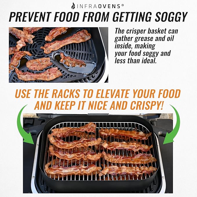 INFRAOVENS Stainless Steel Rack Set for Ninja Woodfire Outdoor Grill Pro XL, Pro Connect XL, OG850 OG951 with Waterproof Cooking Guide Accessory Wood Fire Electric Air Fryer Accessories