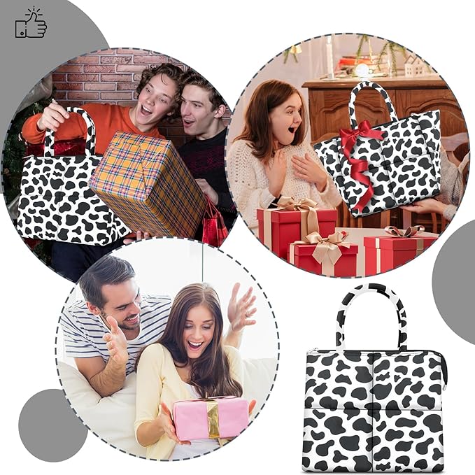 Coobiiya Stylish Quilted Puffer Lunch Box Lunch Bag for Women Men, Ultralight Thickened Leakproof Lunch Cooler Tote, Adult Small Cute Reusable Insulated Lunch Box for Work, Office, Travel (Cow)