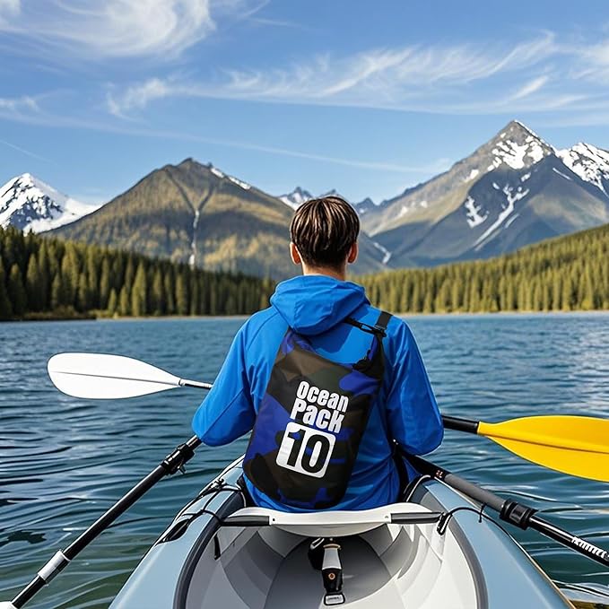 Dry Bag Waterproof for Women Men,20L Rolled Lightweight Dry Storage Bag Backpack with Phone Case for Travel,Swimming,Boating, Kayaking,Camping & Beach,Blue