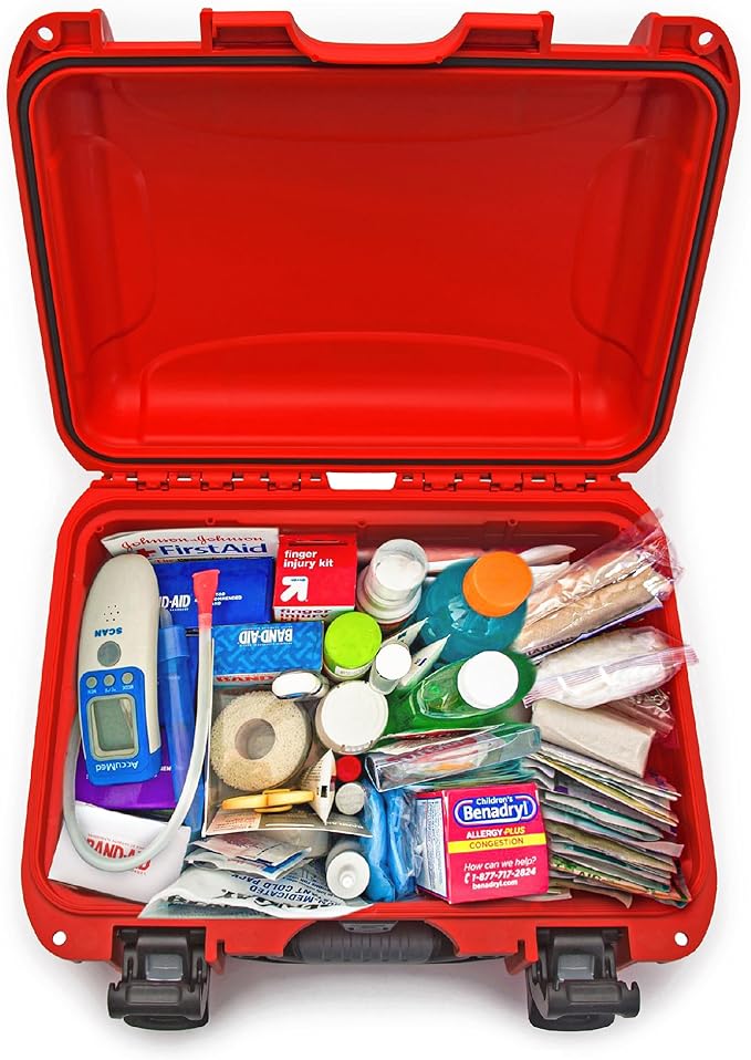 NANUK 915 Waterproof First Aid Box Empty – Durable, Medical First Aid Organizer Case, IP67-Rated, Dustproof, Impact-Resistant, and Floats (7.4" x 4.9" x 3.1") – Red