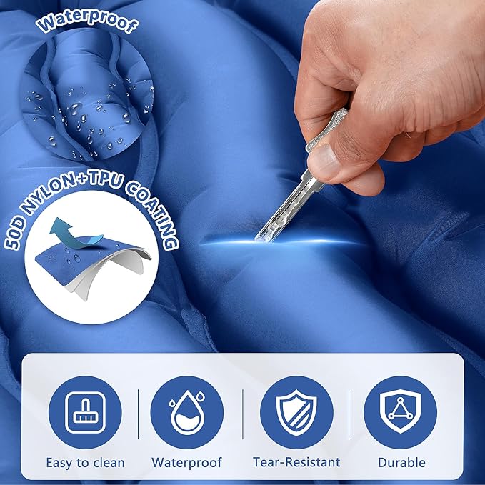 Sleeping Pad for Camping, Ultralight Inflatable Camping Mat with Pillow Built-in Foot Pump Sleeping Pads, Compact & Lightweight Camp Air Mattress for Backpacking, Hiking