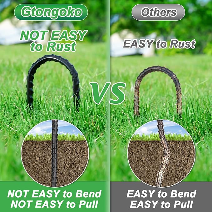 Gtongoko Trampolines Wind Stakes 16 Pack 12 Inch, 0.3 Inch Thick Heavy Duty U Shaped Rebar Tent Stakes Ground Anchors Galvanized Steel Safety Trampoline Anchors for Camping Tents, Soccer Goals