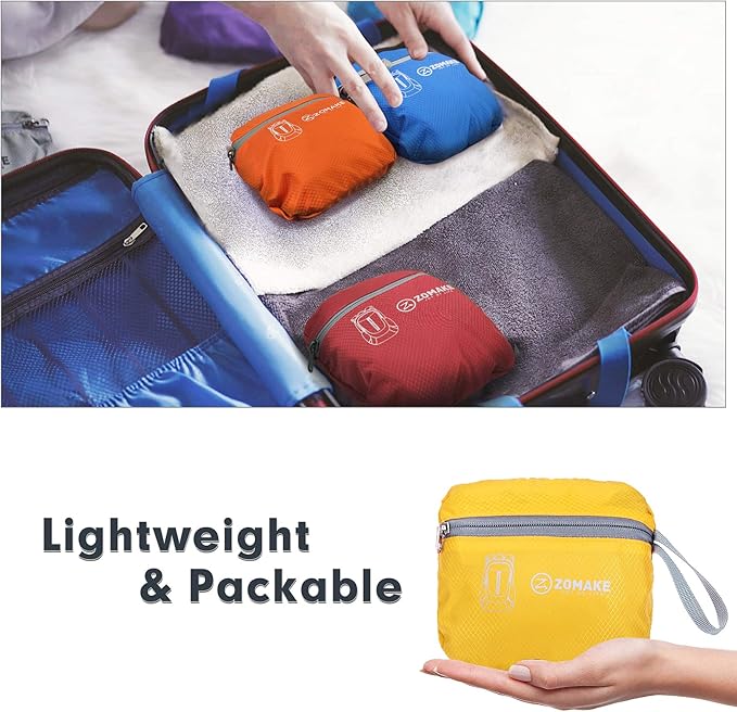 ZOMAKE Ultra Lightweight Packable Backpack 25L, Foldable Hiking Backpacks Water Resistant Small Folding Daypack for Travel(Yellow)