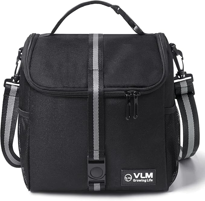 VLM Lunch Bags for Women,Leakproof Insulated Floral Lunch Box with Adjustable Shoulder Strap Reusable Zipper Cooler Tote Bag for Work,Picnic,Camping