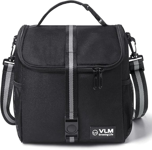 VLM Lunch Bags for Women,Leakproof Insulated Floral Lunch Box with Adjustable Shoulder Strap Reusable Zipper Cooler Tote Bag for Work,Picnic,Camping