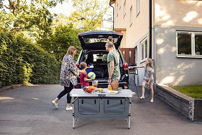 Nice C Camping Table, Folding Table Height Adjustable, Camp Table, Storage Kitchen Table, Lightweight Aluminum, with Carry Handle for Outdoor, Beach, BBQ, Picnic, Cooking, Festival, Indoor, Office