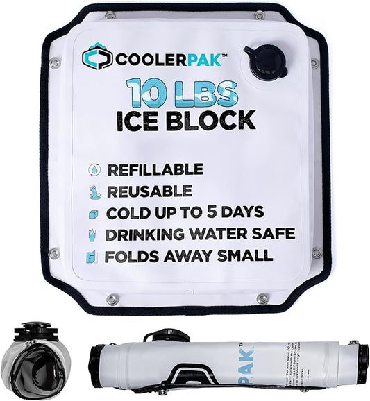 7lb, 10lb, 15lb Refillable Reusable Ice Pack – Stays Cold for Up to 5 Days – Non-Toxic, Leakproof, and Suitable for Potable Drinking Water – Built Tough, Rolls Up for Easy Storage
