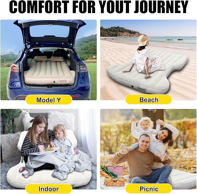 for Tesla Model Y Camping Air Mattress, Self Inflating Sleeping Pad with Wireless Portable Air Pump, 2 Pillows, Storage Bag, Camping Bed for Tesla Model Y 5/7 Seater Accessories 2021-2024 2025