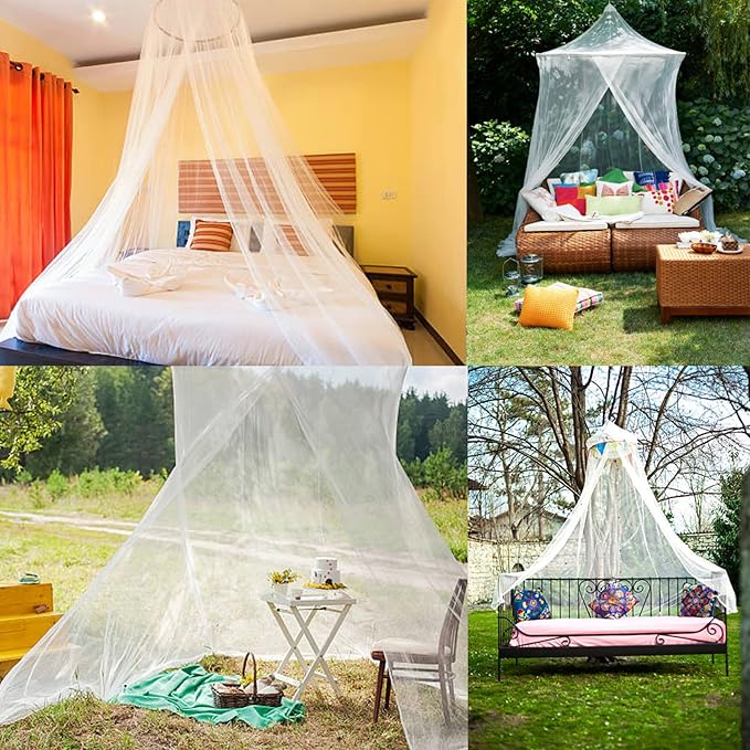 No-See-Um Mesh Square Conical Mosquito Net for Queen Even King Bed, 2 Entries Camping Screen House Grey Color Indoor & Outdoor Use