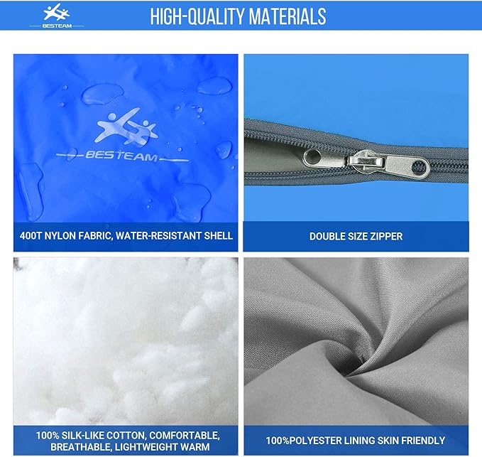 Warm Weather Sleeping Bag - Portable Waterproof Compact Lightweight, Packable for Kids, Teens Adults Camping Backpacking Hiking, Spring Summer Fall