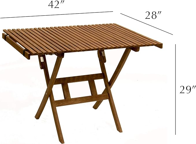 BYER OF MAINE - Pangean Roll Top Folding Wood Table, Hardwood Portable Table for Bistro, Deck, or Camping, Use Indoors or Outdoors