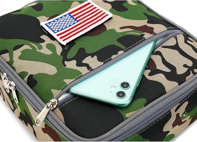 FlowFly Kids Lunch box Insulated Soft Bag Mini Cooler Back to School Thermal Meal Tote Kit for Girls, Boys,Flag