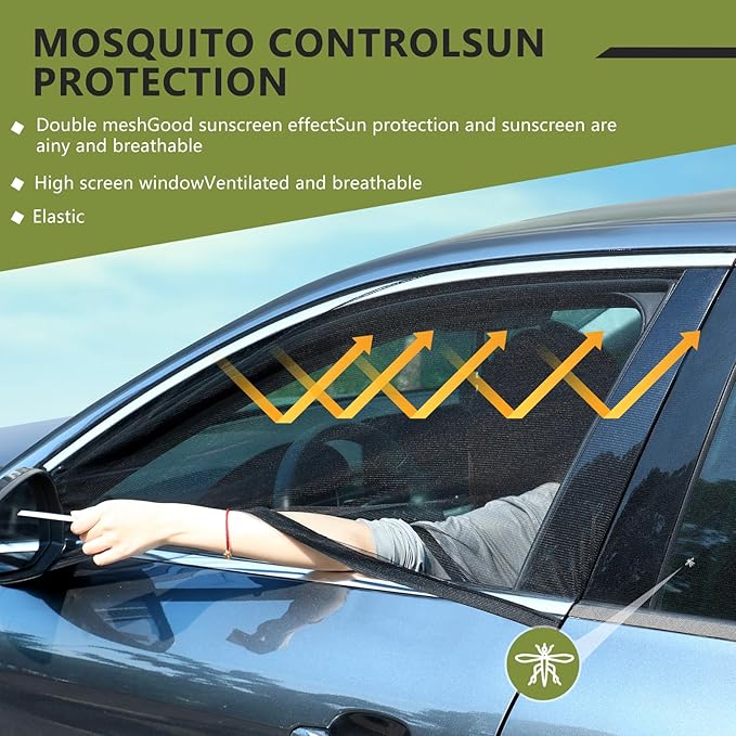 Yahenda 5 Pcs Car Camping Tailgate and Window Shades Set Car Camping Net Screen for Windows Stretchy Front Rear Sun Shade Breathable Stretch Window Screen for Privacy Mosquito(L)