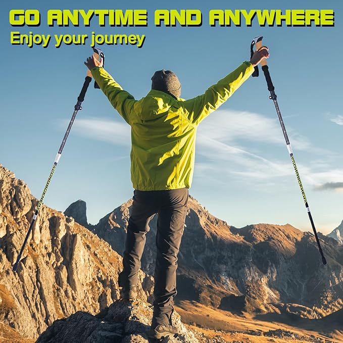 Collapsible Trekking Poles for Hiking-Lightweight Adjustable Walking Sticks with 7075 Aluminum,Anti-Shock,Quick Lock&Cork Grips for Men/Women,Camping,Backpacking,Mountaineering,2 Pcs