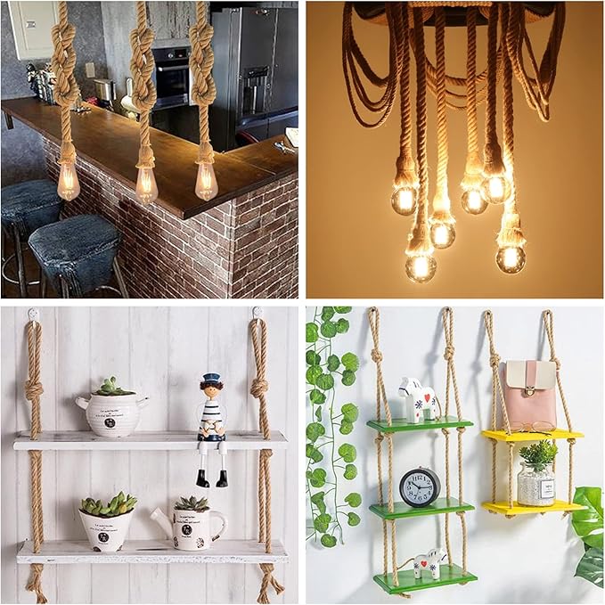 Manila Rope 3/4 Inch x 100ft - Natural Hemp Rope,Heavy Duty 4-Strand Twisted Ropes for Use for Hammock, Docks, Bundling, Home Decor, Crafts, Gardening (100 Feet, 0.75" Thick)