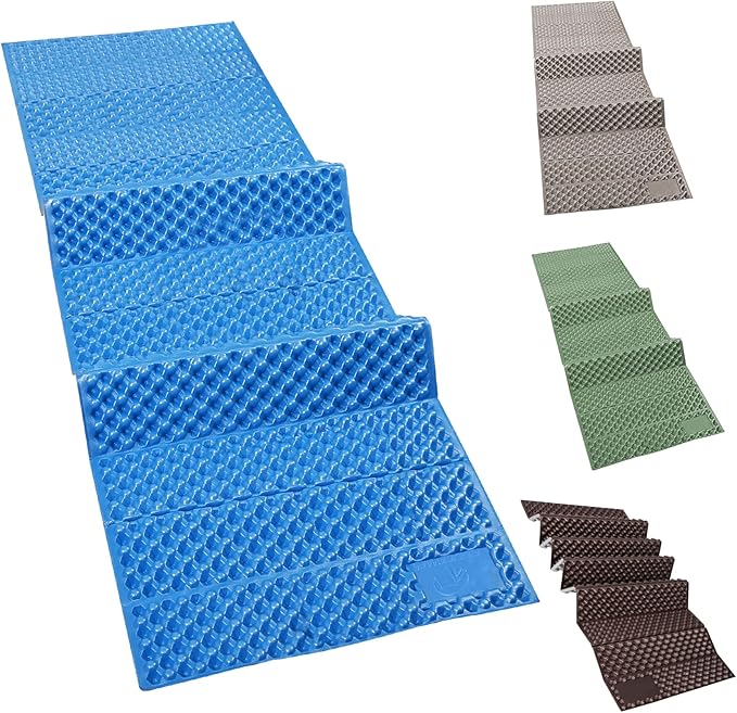 REDCAMP Foldable Foam Camping Pads for Sleeping, Waterproof Closed Cell Foam Camping Sleeping Pad - Ultra-Lightweight for Hiking & Backpacking, R-2.1 Insulated, Royal Blue/Grey/Green/Brown/Khaki