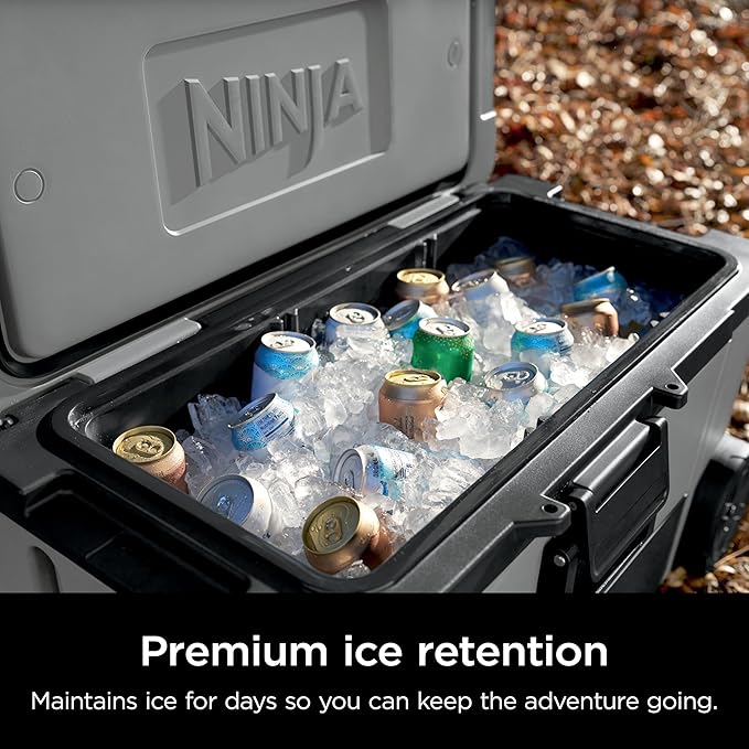 Ninja | Cooler | FrostVault 65QT Cooler with Wheels | Insulated with Temp Dry Storage Drawer | Keeps Ice Cold for Days | for The Beach, Camping, Picnics & More | Slate Gray | FB265GY