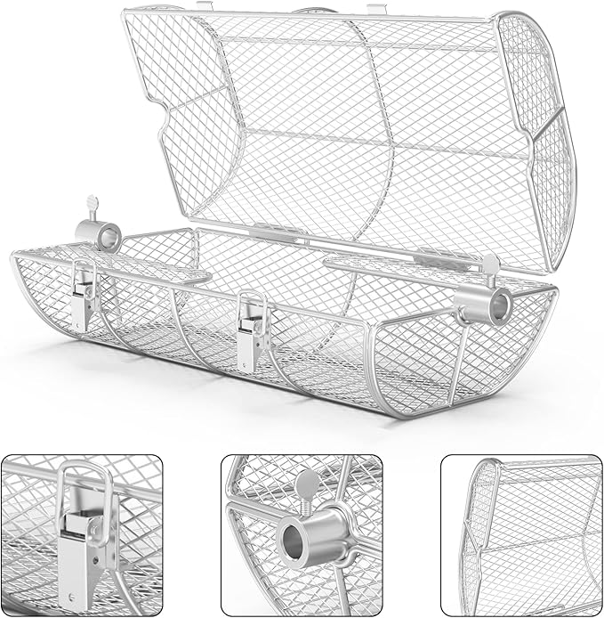 onlyfire Universal Stainless Steel Rotisserie Grill French Fries Basket Fits for Any Gas Grill