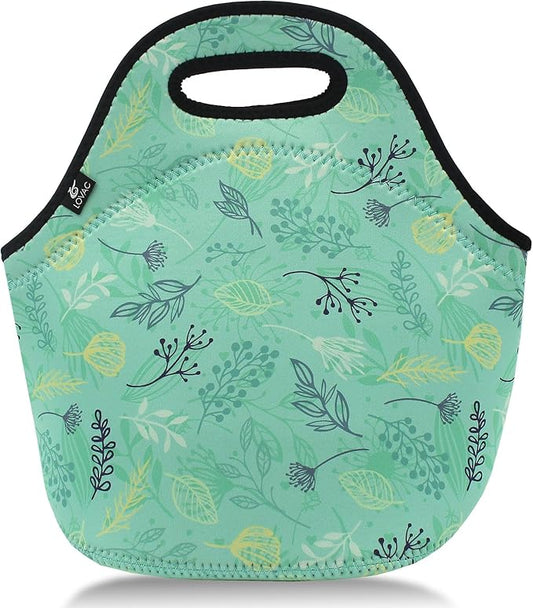 LOVAC Neoprene Lunch Bag, Thick Insulated Lunch Bag - Durable & Waterproof Lunch Tote With Zipper For Outdoor Travel Work School (Leaf)