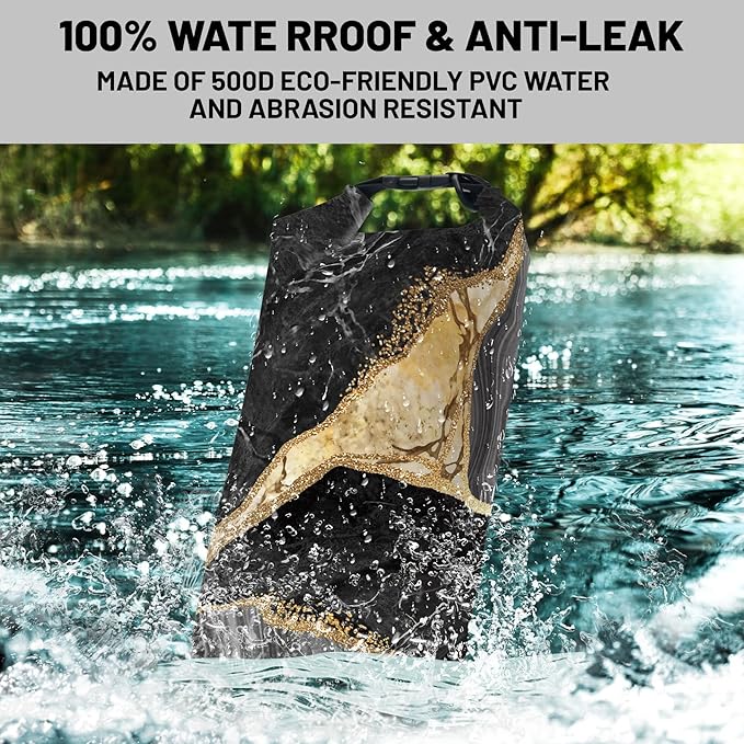 Waterproof Dry Bag,Roll Top Marble Waterproof Backpack 5L/10L/20L Floating and Lightweight Bags for Kayaking, Boating, Fishing, Swimming and Camping