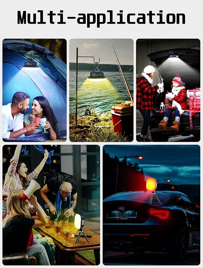 MOSLIGHTING Rechargeable Camping Lights, 800LM, Hanging Tent Lights with Magnet,5 Lighting Mode LED Camping Lantern, 4500mAh, IP54 Waterproof Portable Red Flashlight for Hurricane (Blue)