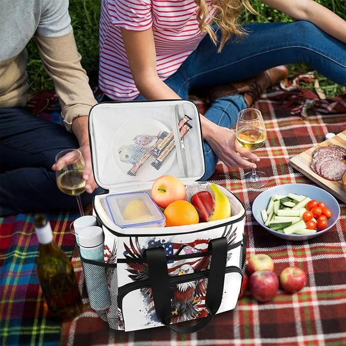 Cooler Bag Insulated Picnic Bag Large Lunch Box Reusable Tote Bag Soft Sided Portable Beach Cooler Grocery Camping