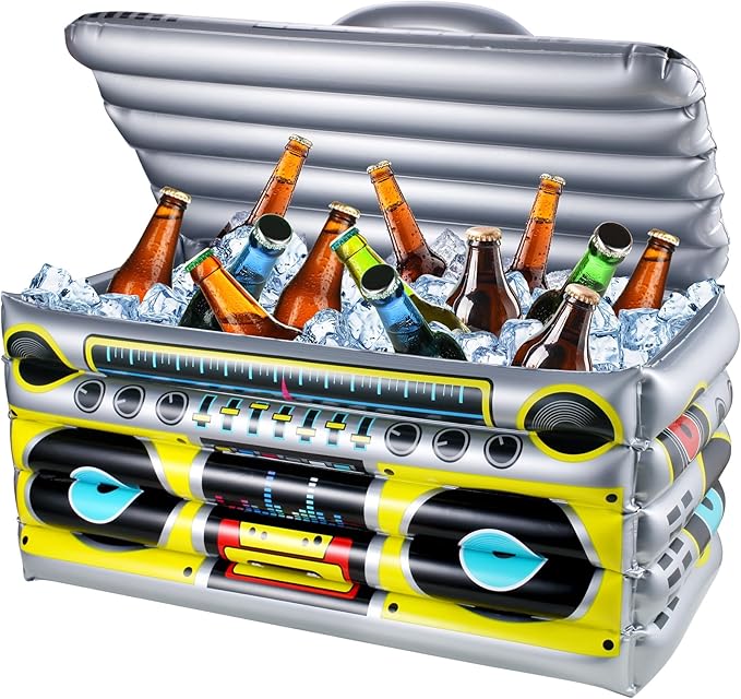 Inflatable Cooler for Parties, Radio Designed Style Inflatable Drink Cooler for Parties, Blow up Party Cooler for 80s90s Party Decorations